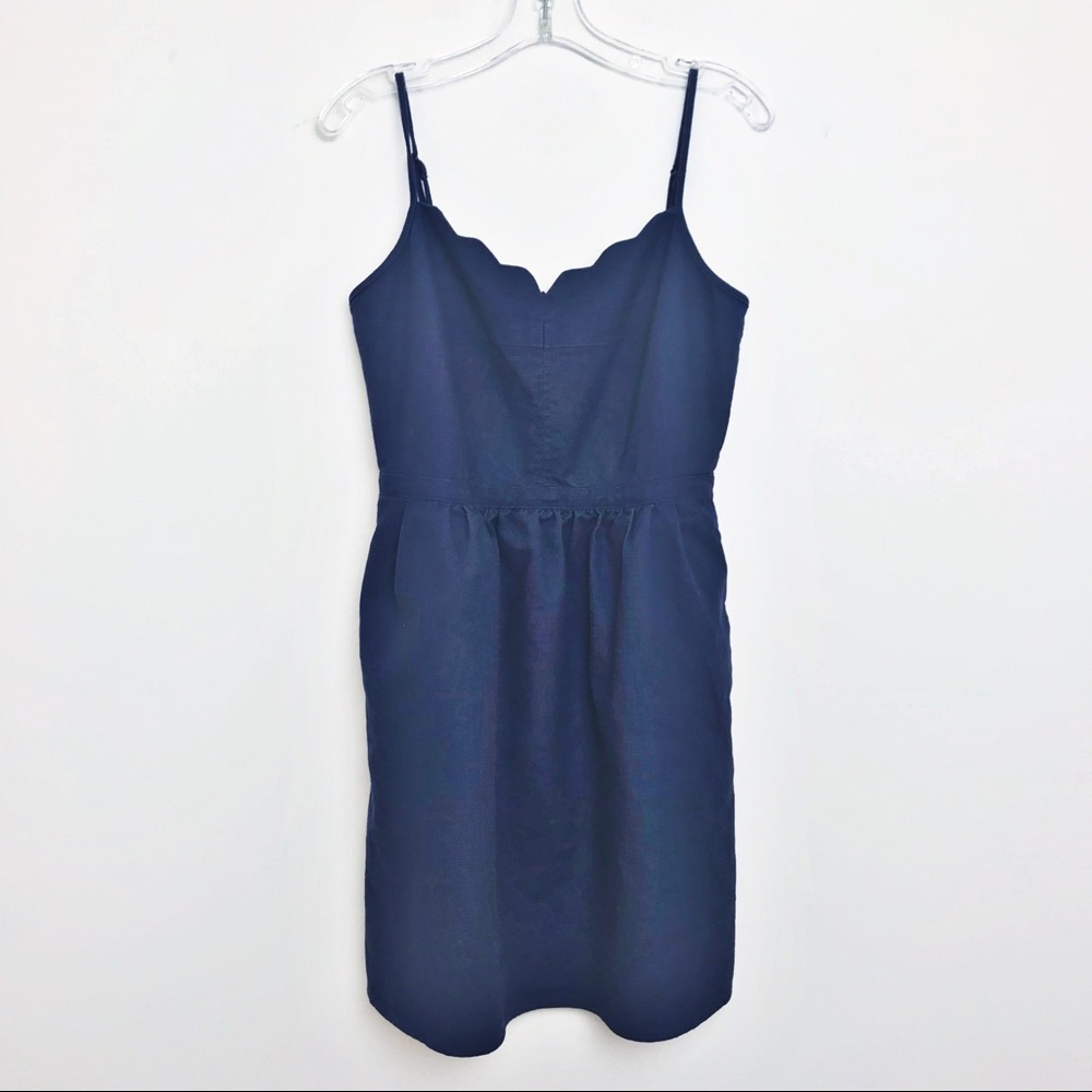 J. CREW | Scalloped Pocket Navy Blue Dress 4